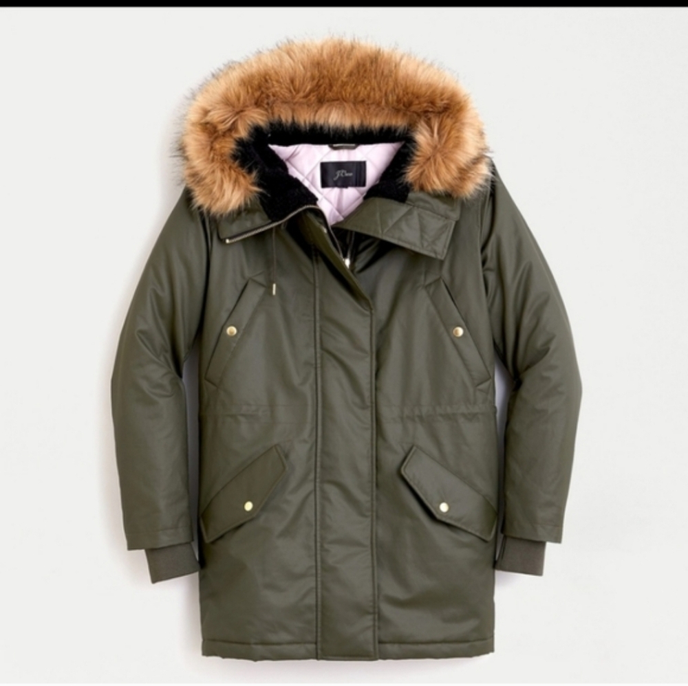 J. Crew Perfect Winter Parka Olive Army Green XXL Coat